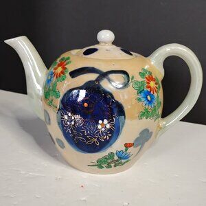 Antique Japan Pottery Teapot With Lid Porcelain Hand painted